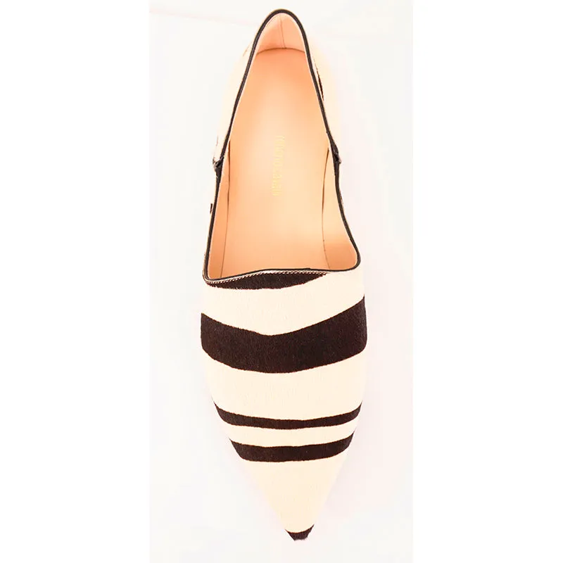 37 NEW $675 ROBERTO CAVALLI Runway Ivory Calf Hair Point Toe BABUS LOAFER FLATS