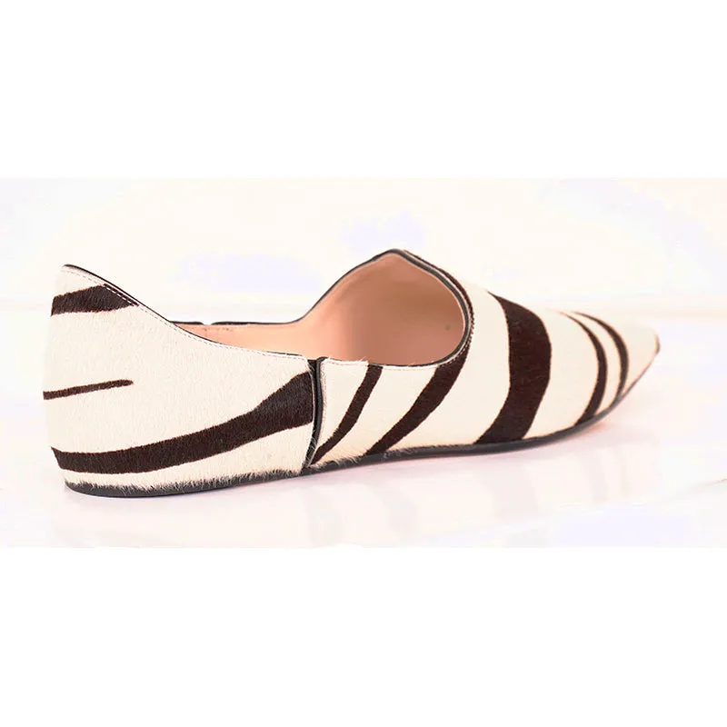 37 NEW $675 ROBERTO CAVALLI Runway Ivory Calf Hair Point Toe BABUS LOAFER FLATS