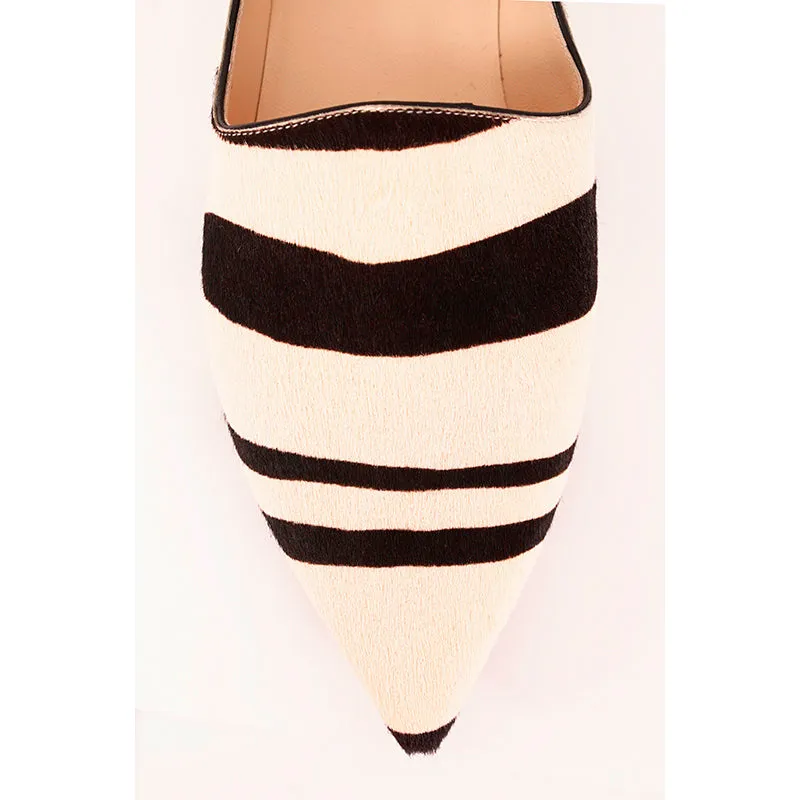 37 NEW $675 ROBERTO CAVALLI Runway Ivory Calf Hair Point Toe BABUS LOAFER FLATS