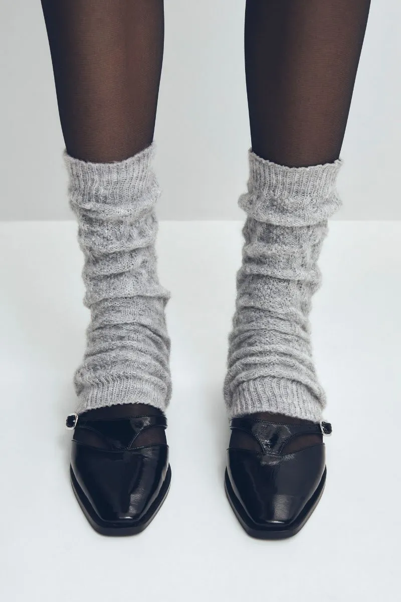 AVELINE BLACK LEATHER BALLET FLATS