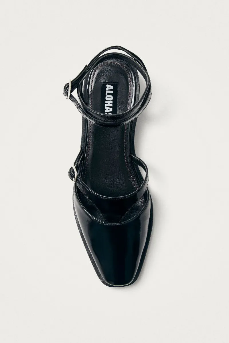 AVELINE BLACK LEATHER BALLET FLATS