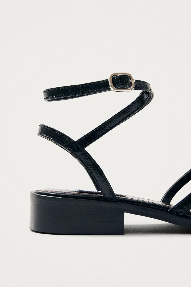 AVELINE BLACK LEATHER BALLET FLATS