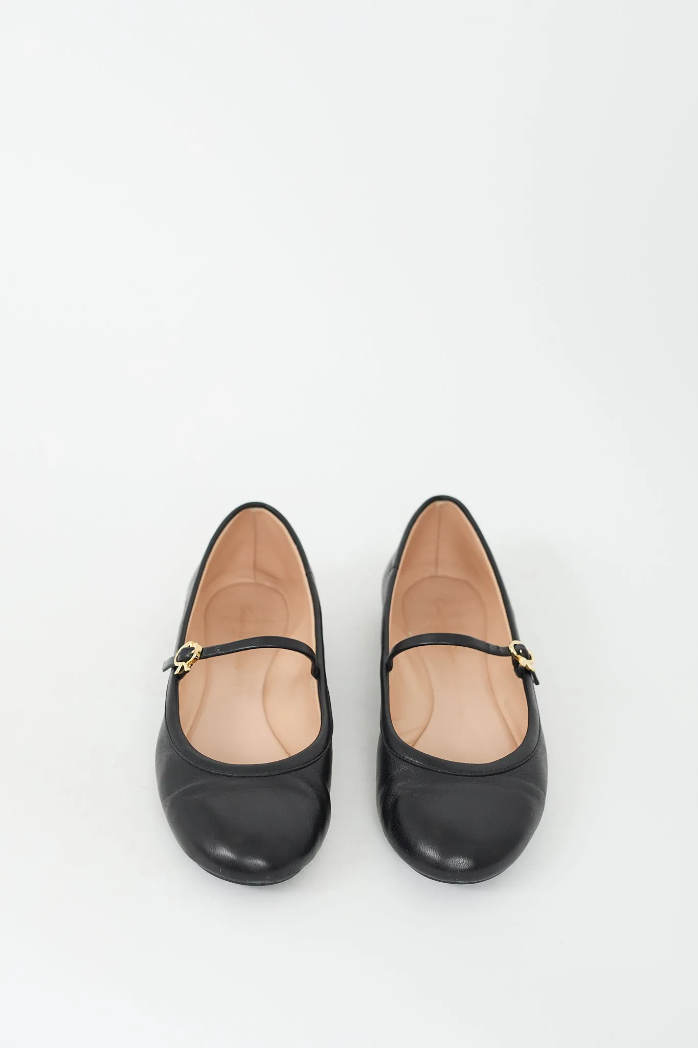 Black Leather Carla Flat