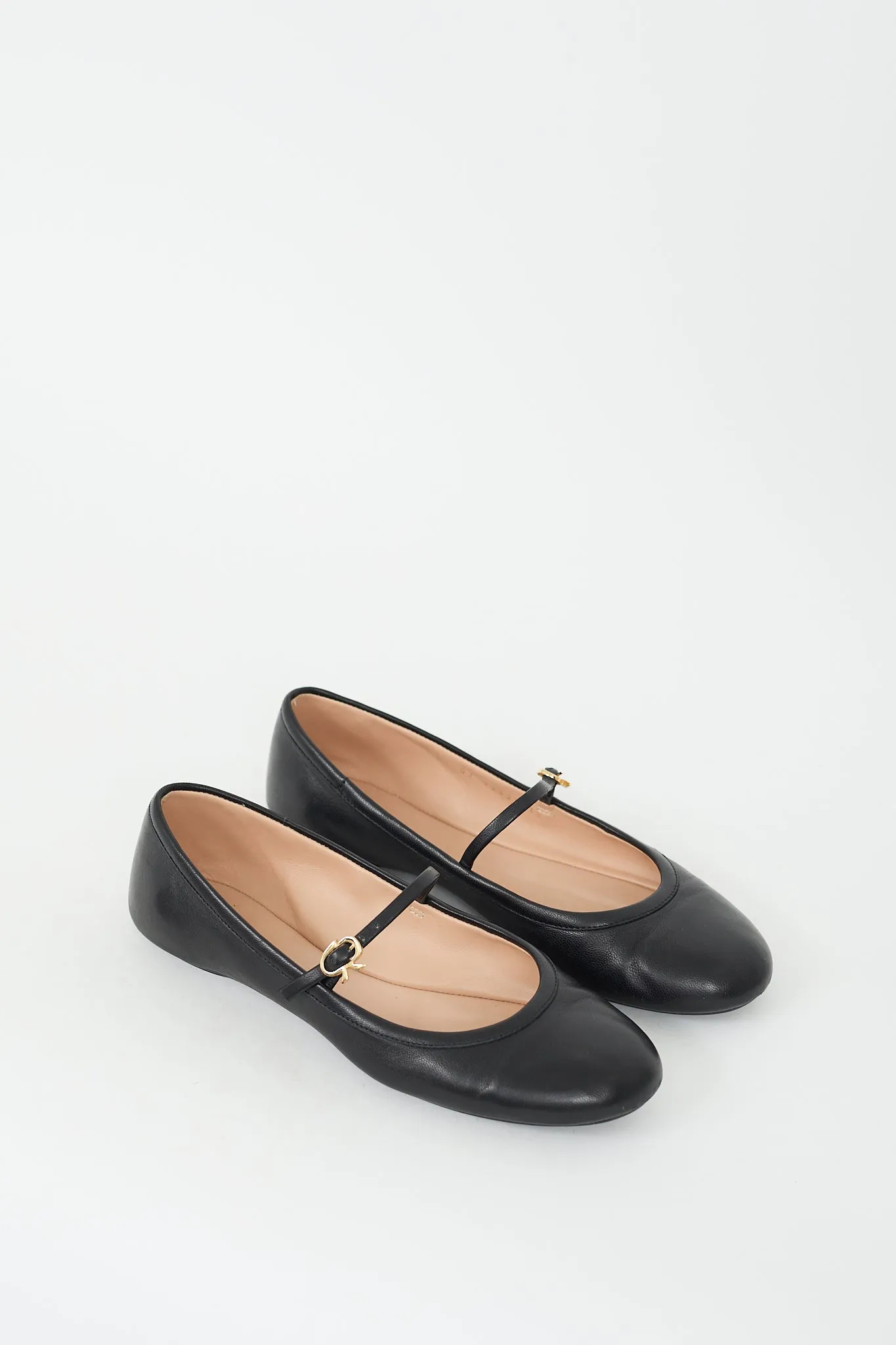 Black Leather Carla Flat
