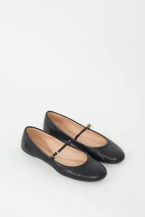 Black Leather Carla Flat