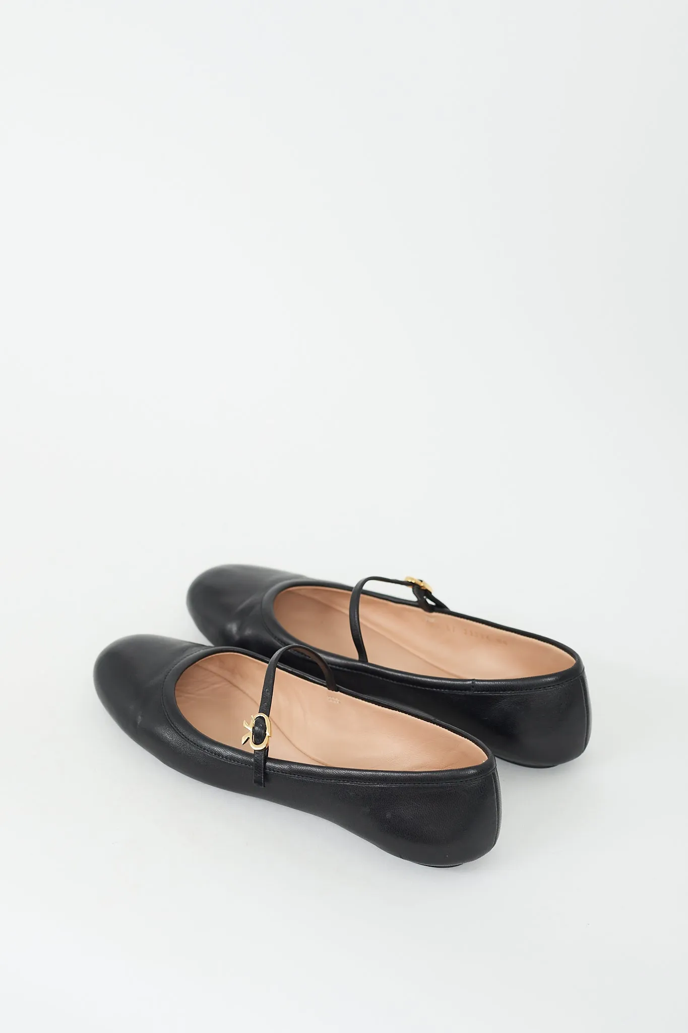 Black Leather Carla Flat