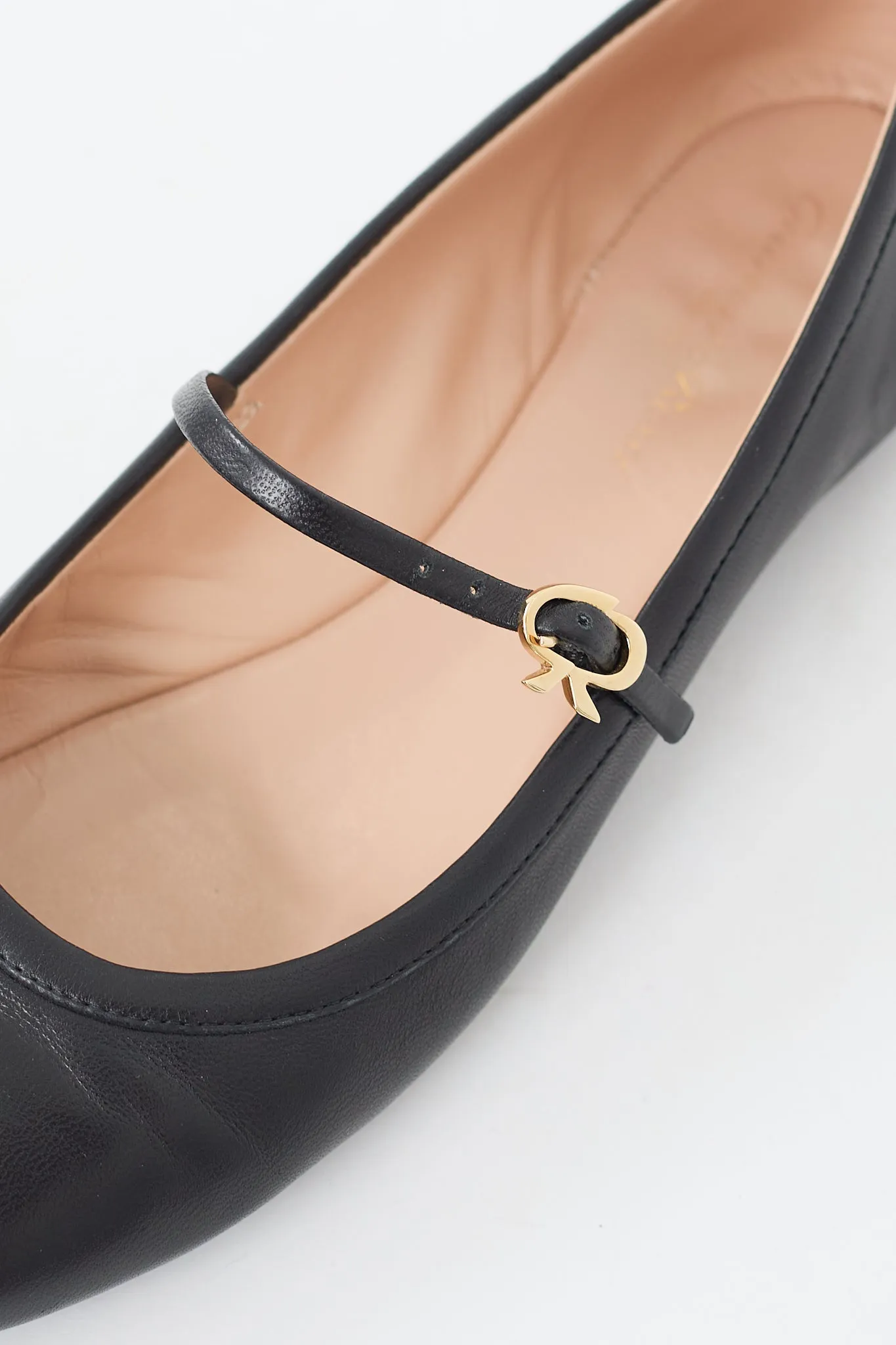 Black Leather Carla Flat