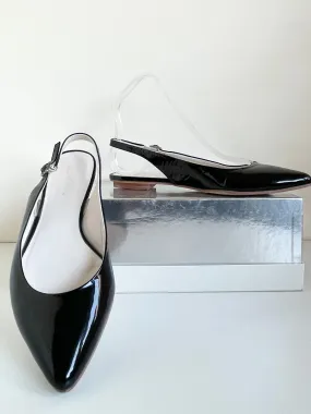BODEN BLACK PATENT LEATHER SLINGBACK FLATS SIZE 4/37