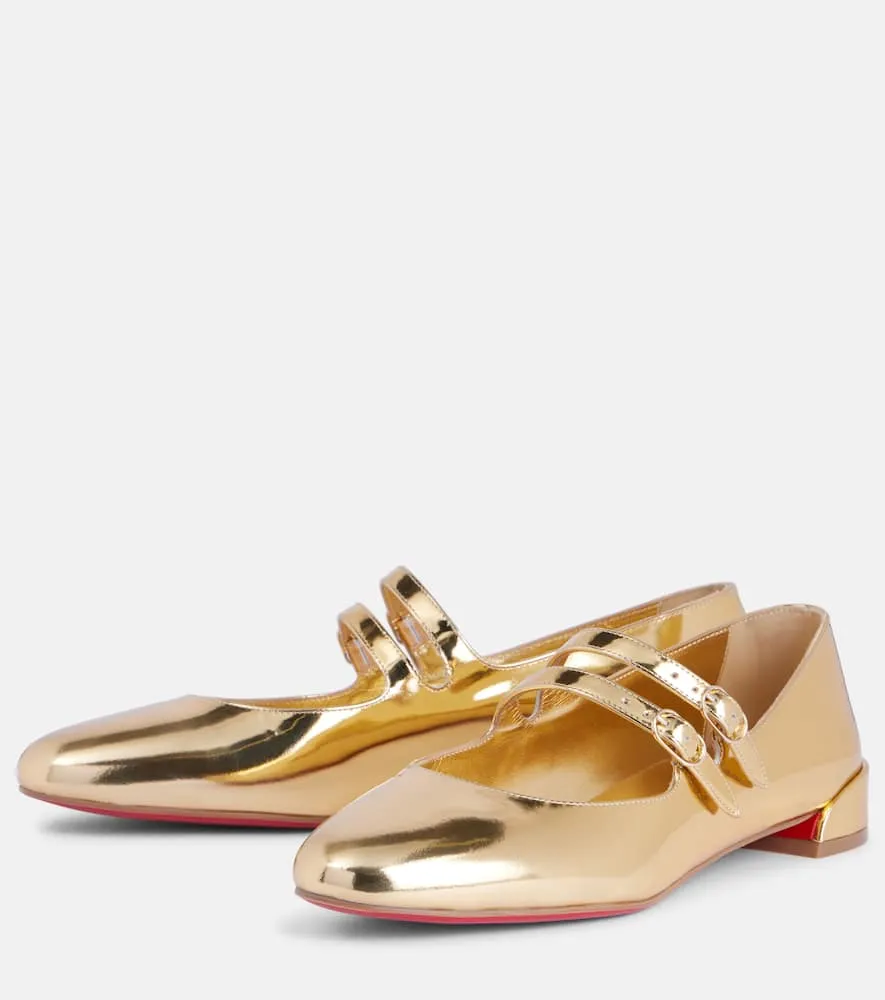 Christian Louboutin Sweet Jane mirrored leather Mary Jane flats