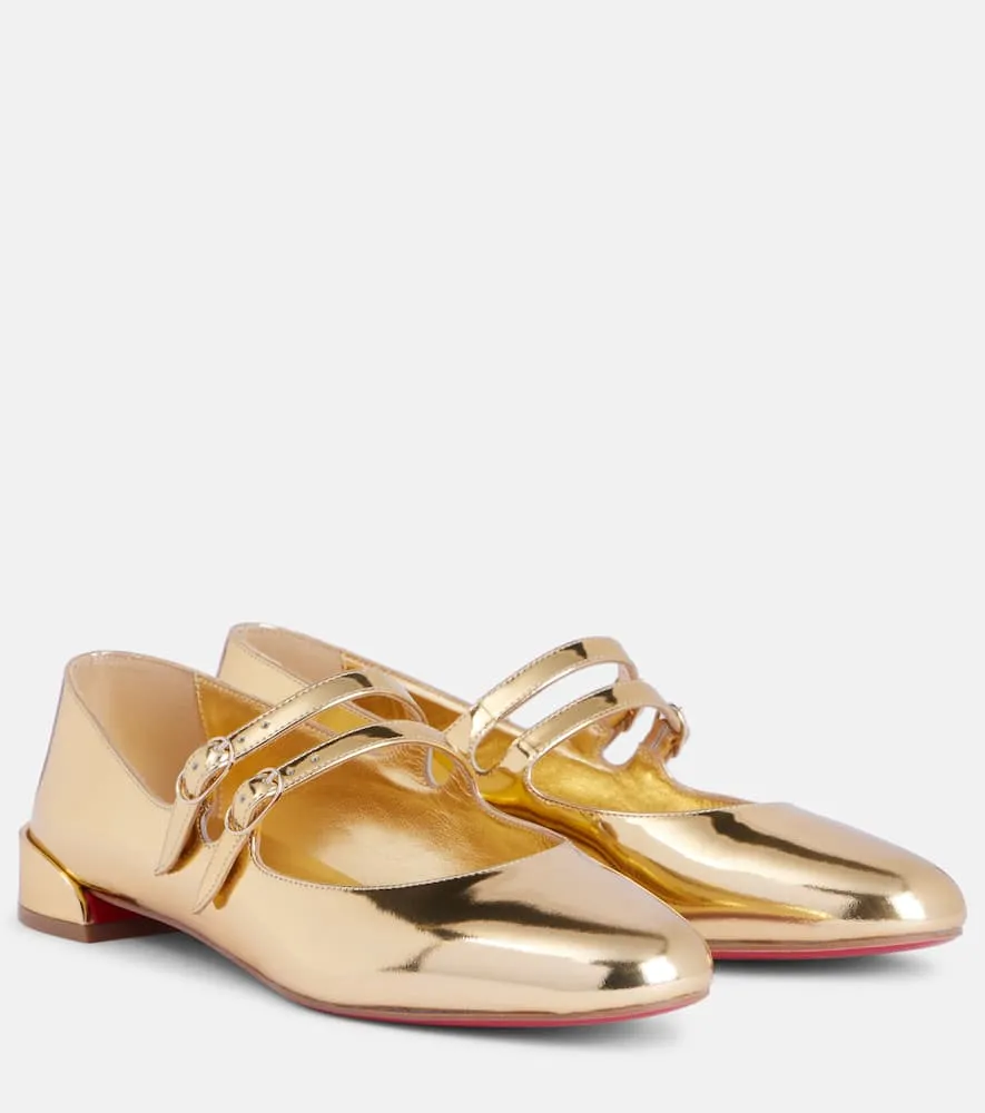 Christian Louboutin Sweet Jane mirrored leather Mary Jane flats