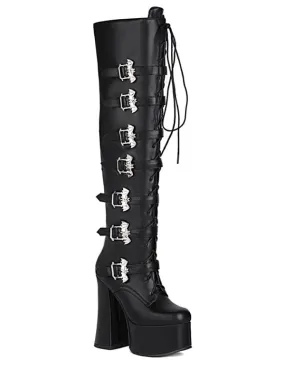 Fashion Buckles Square Toe Platform&Boots