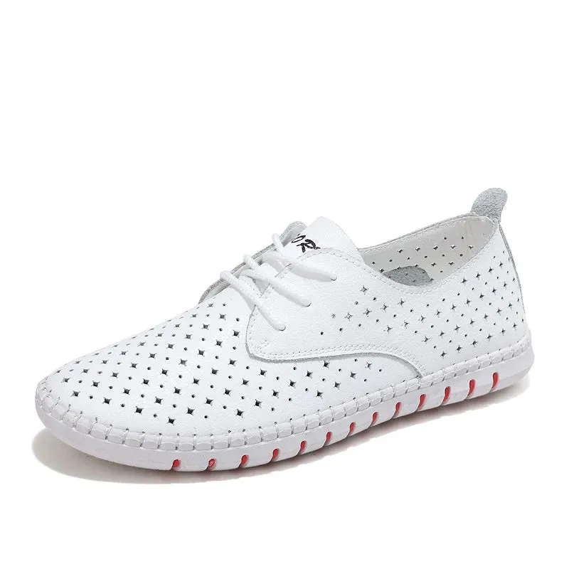 Genuine Leather ladies flats sneakers