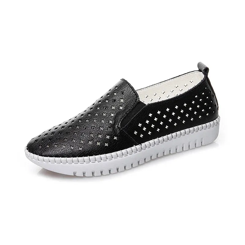 Genuine Leather ladies flats sneakers