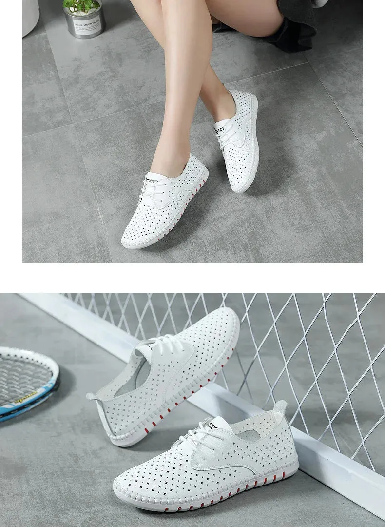 Genuine Leather ladies flats sneakers
