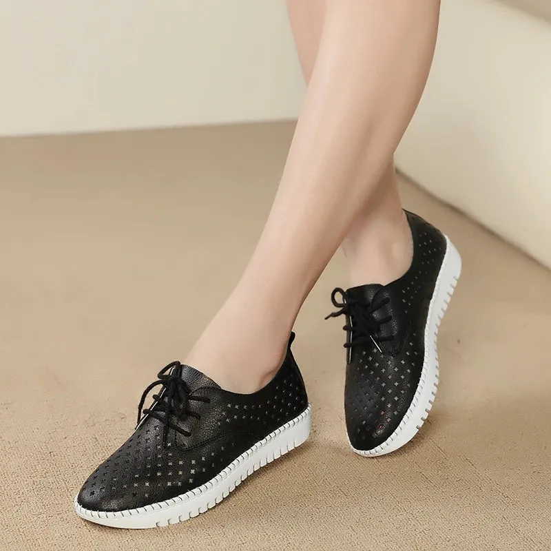 Genuine Leather ladies flats sneakers