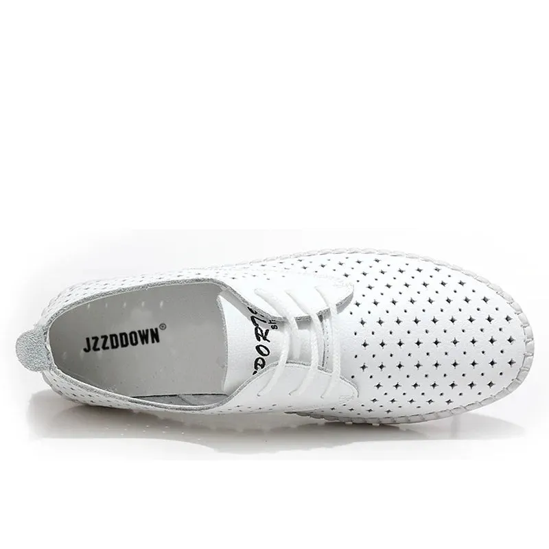 Genuine Leather ladies flats sneakers