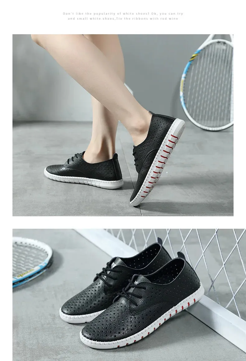 Genuine Leather ladies flats sneakers