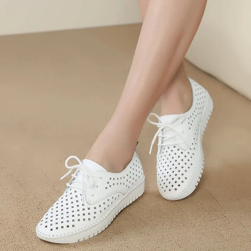 Genuine Leather ladies flats sneakers