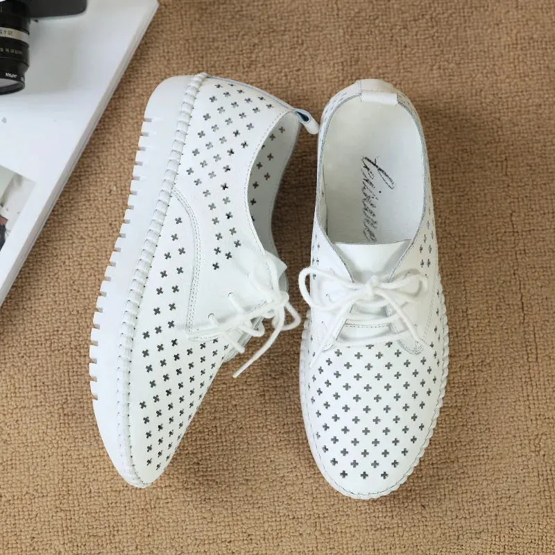 Genuine Leather ladies flats sneakers