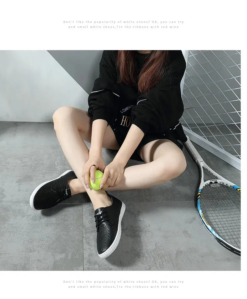 Genuine Leather ladies flats sneakers