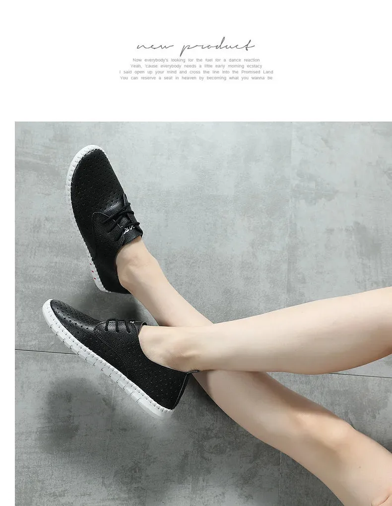 Genuine Leather ladies flats sneakers