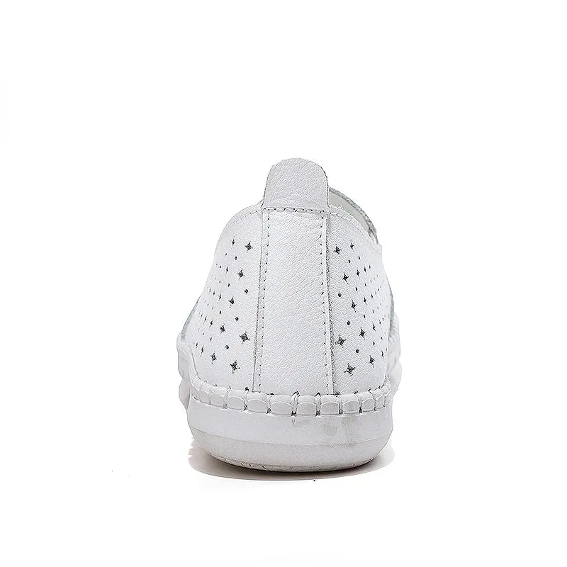 Genuine Leather ladies flats sneakers