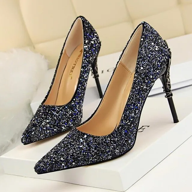 gold silverhigh heels wedding party shoes women pumps