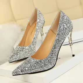 gold silverhigh heels wedding party shoes women pumps