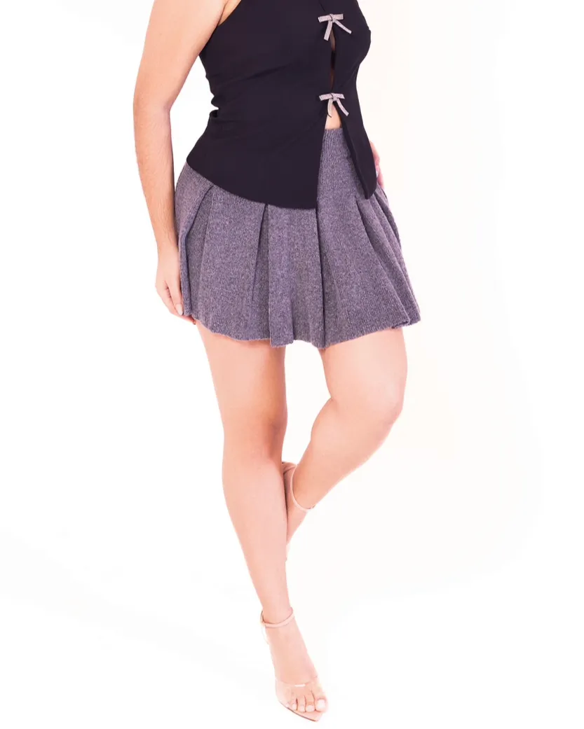 Grey Knit Skater Skirt