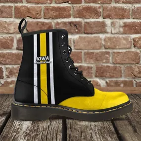 #HawksSoar Iowa Fan Faux Leather 7 Eye Lace-up Boots