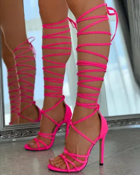 Lace up Plain Strappy Stiletto Heel