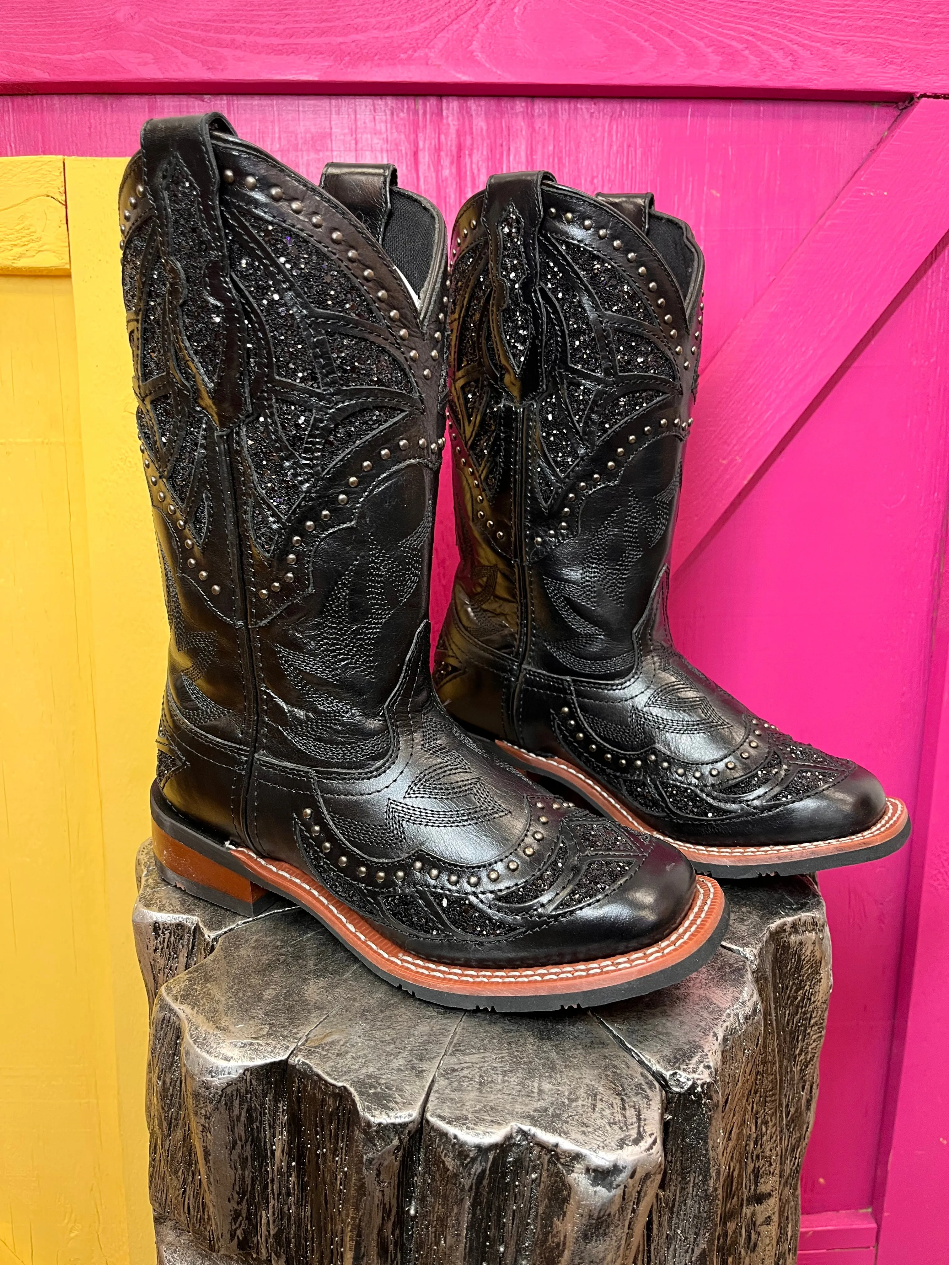 Laredo Women's Black Eternity Underlay Square Toe Cowgirl Boots 5970