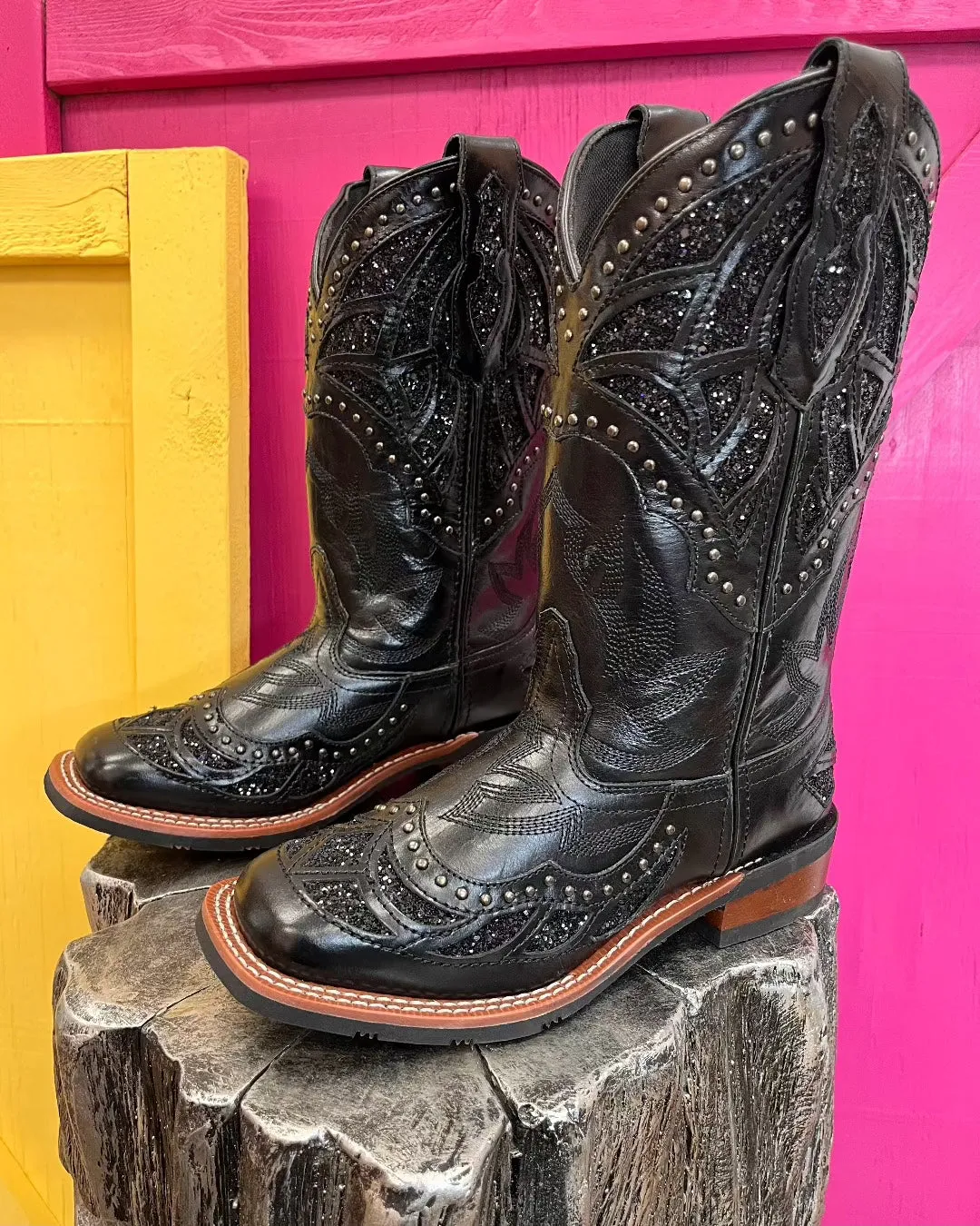 Laredo Women's Black Eternity Underlay Square Toe Cowgirl Boots 5970