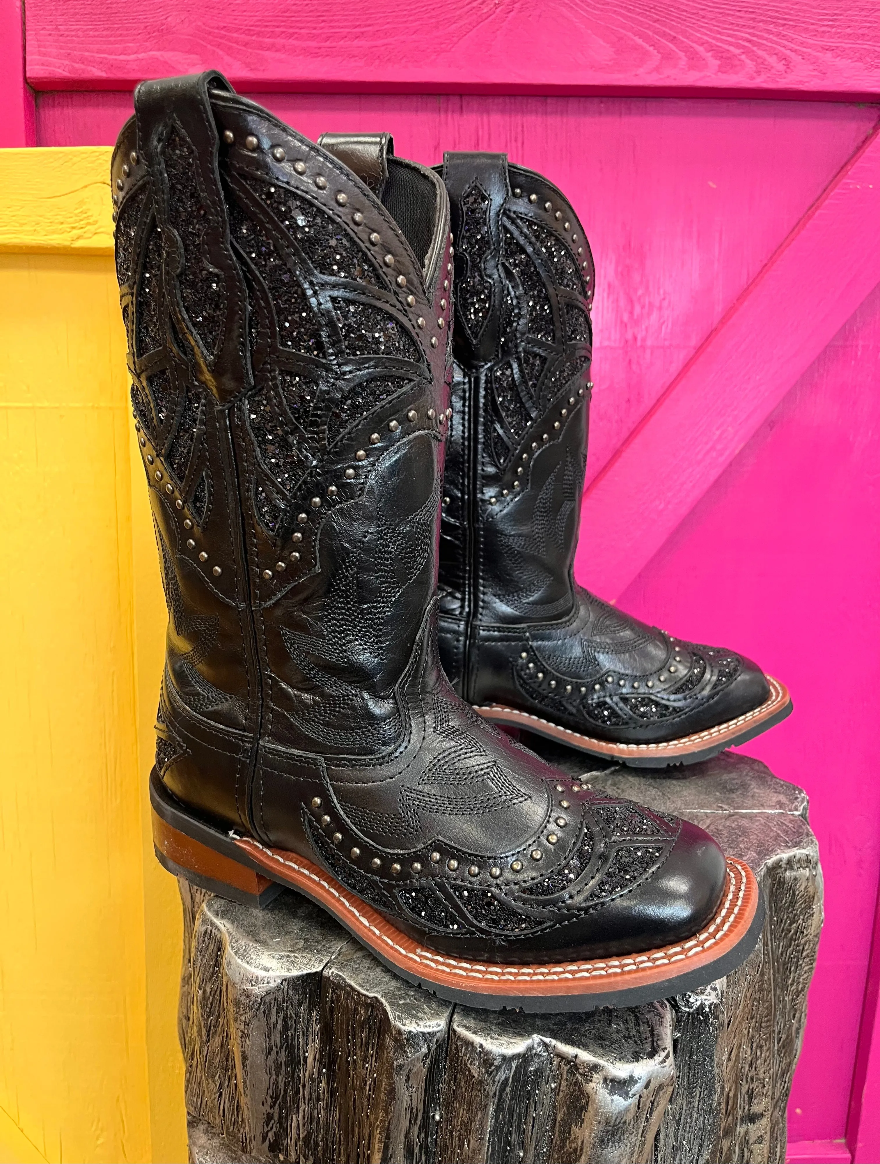 Laredo Women's Black Eternity Underlay Square Toe Cowgirl Boots 5970