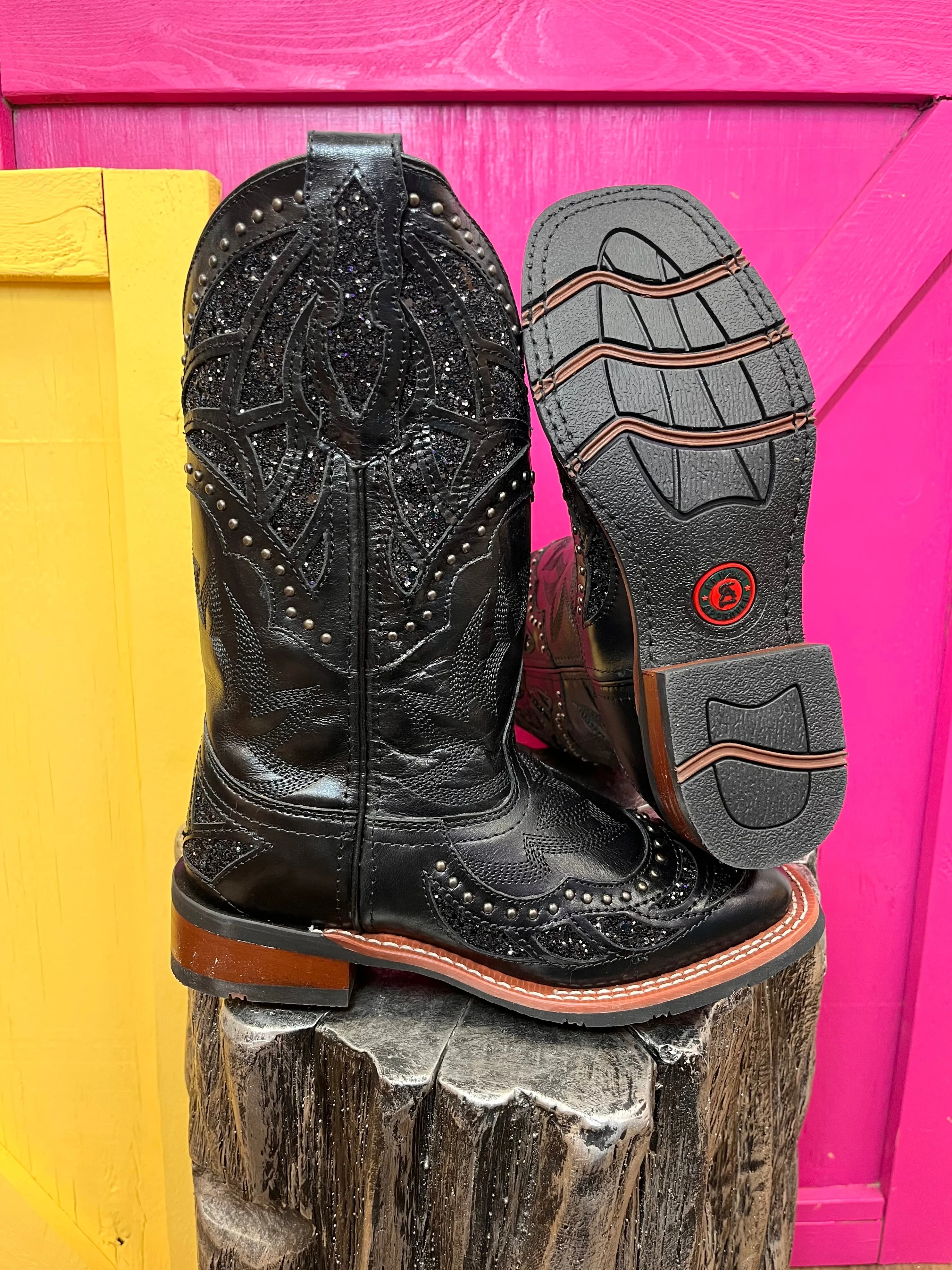 Laredo Women's Black Eternity Underlay Square Toe Cowgirl Boots 5970