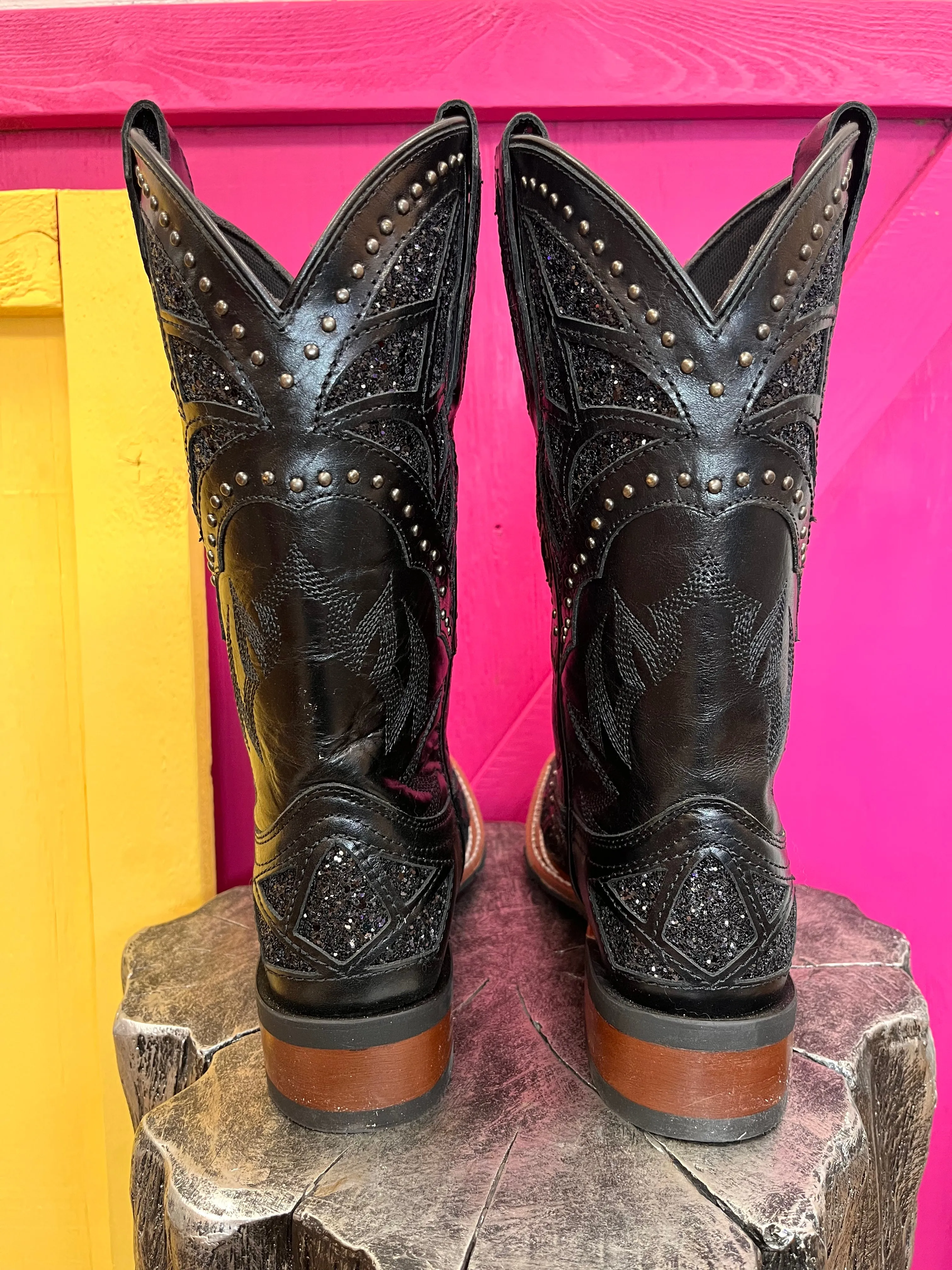 Laredo Women's Black Eternity Underlay Square Toe Cowgirl Boots 5970