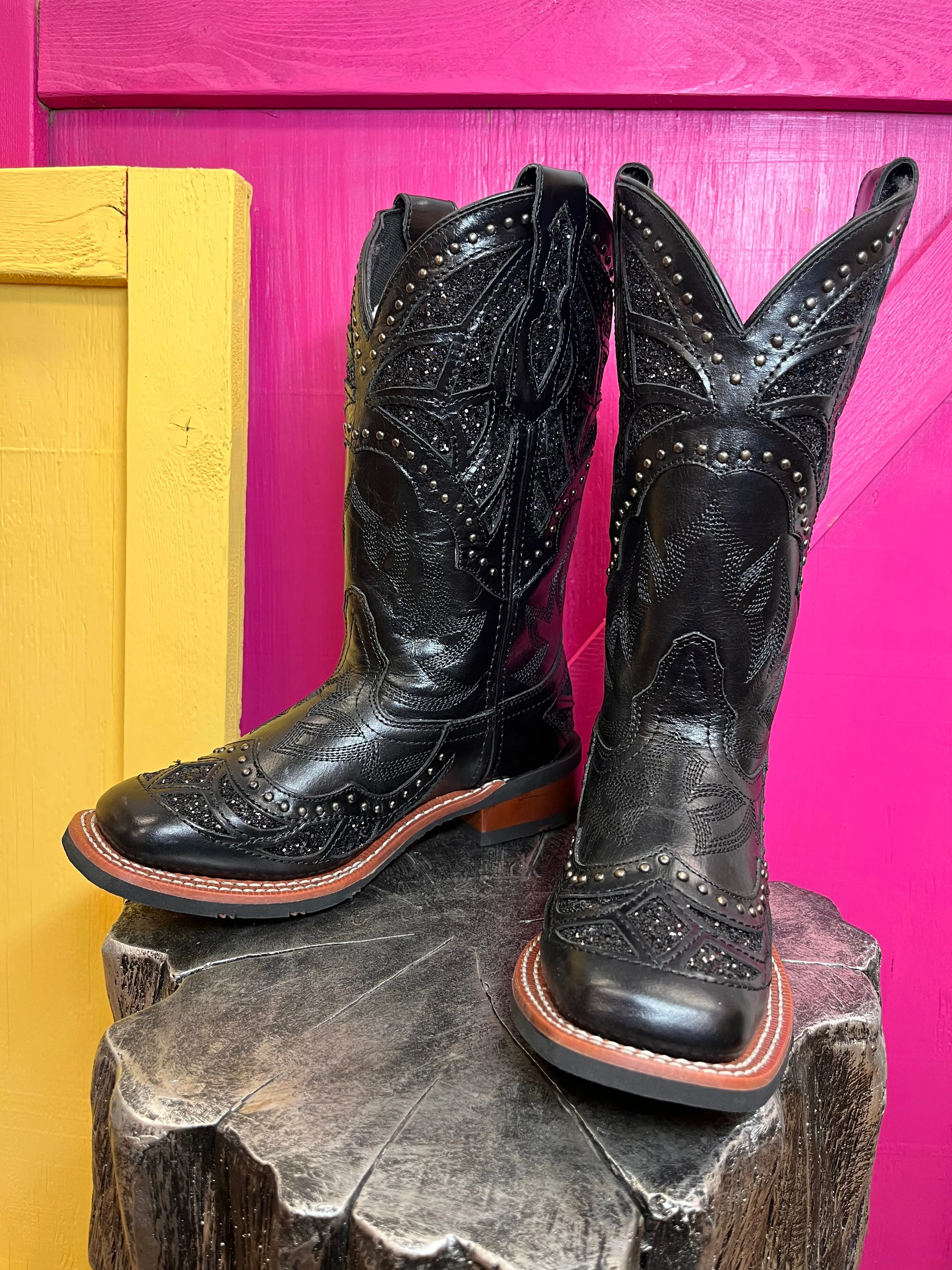 Laredo Women's Black Eternity Underlay Square Toe Cowgirl Boots 5970