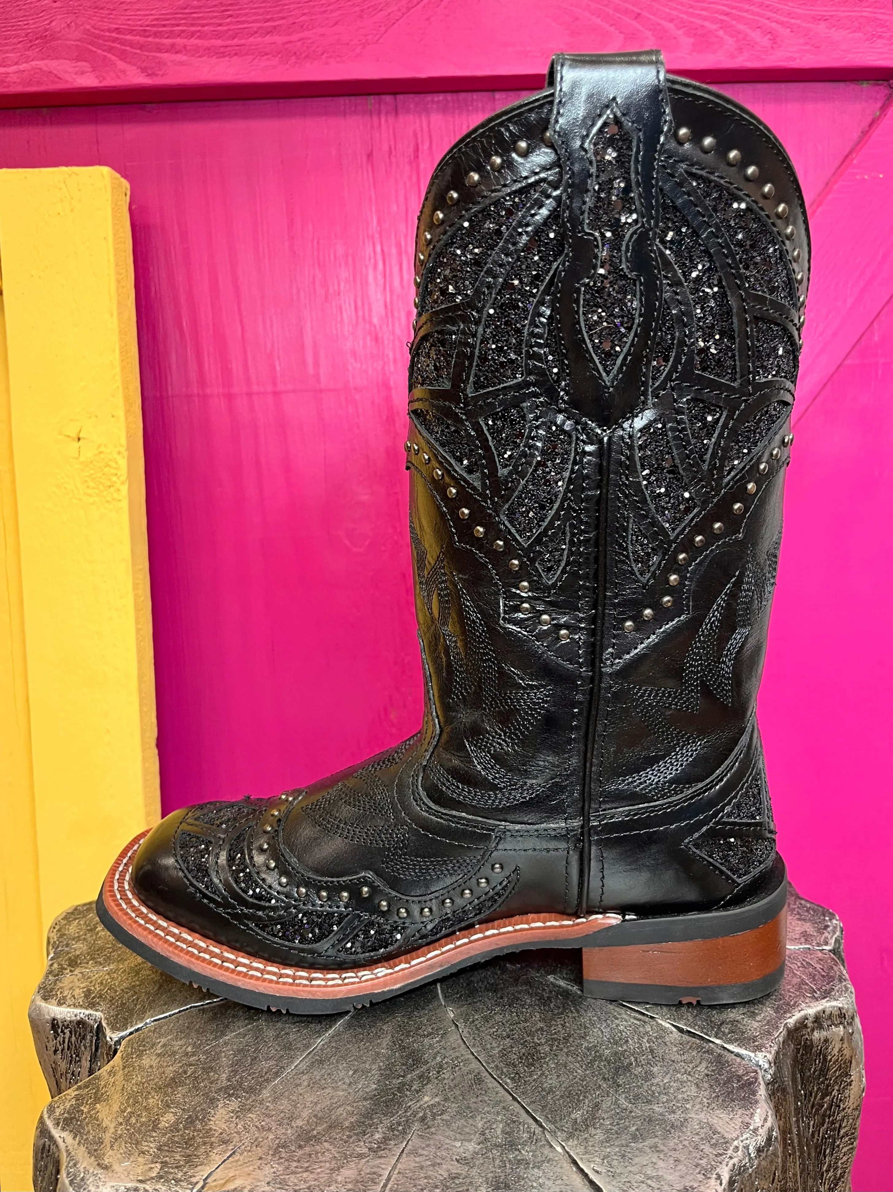 Laredo Women's Black Eternity Underlay Square Toe Cowgirl Boots 5970