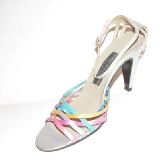 Mario Valentino Vintage Strappy Pink Teal Purple Pumps