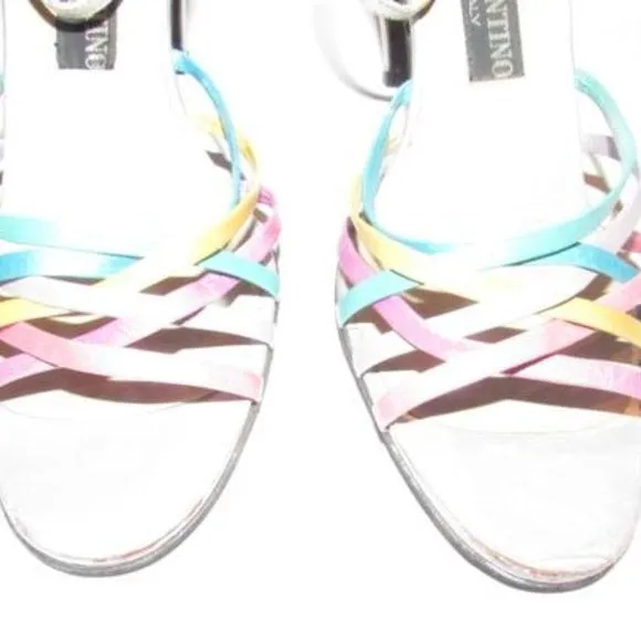 Mario Valentino Vintage Strappy Pink Teal Purple Pumps
