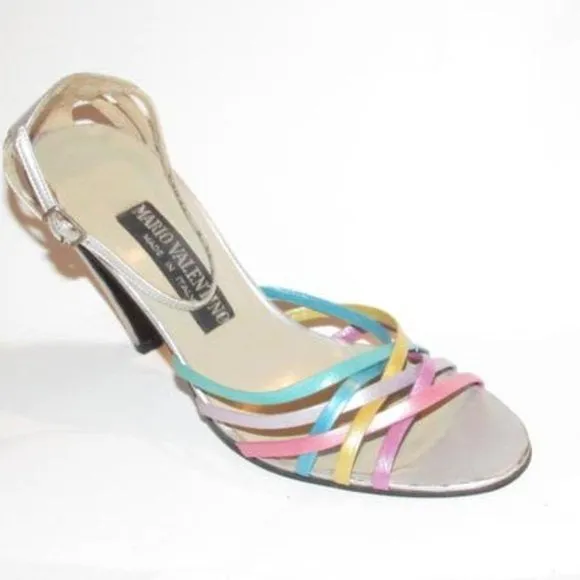Mario Valentino Vintage Strappy Pink Teal Purple Pumps