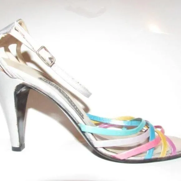 Mario Valentino Vintage Strappy Pink Teal Purple Pumps