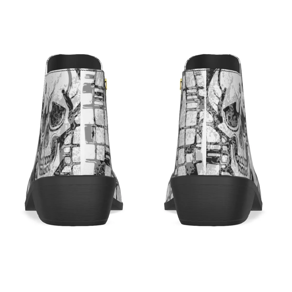 Men's Fashion Boots black and white skull  print