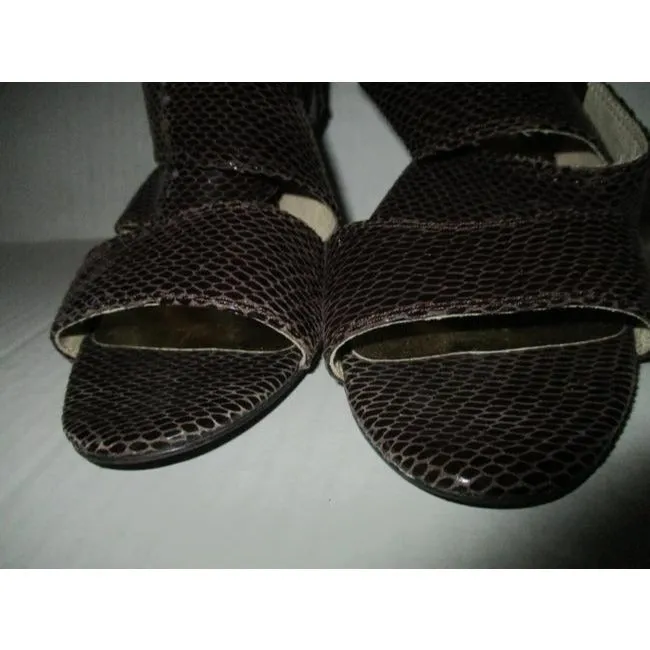 Michael Kors Chocolate Brown Lizard Open Toe Strappy Sandals Size Us