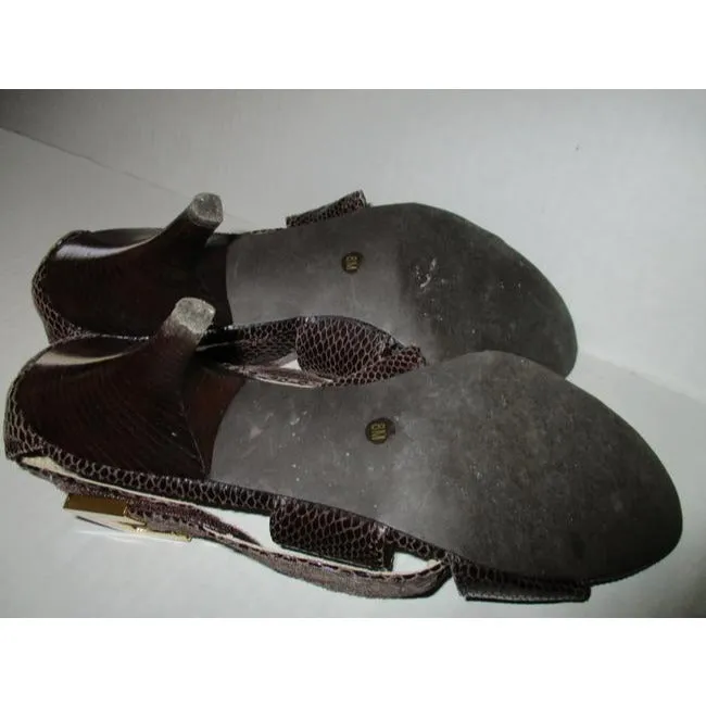 Michael Kors Chocolate Brown Lizard Open Toe Strappy Sandals Size Us