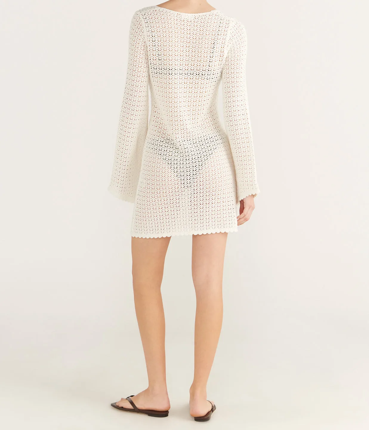 Pointelle Keyhole Mini Dress in Seashell