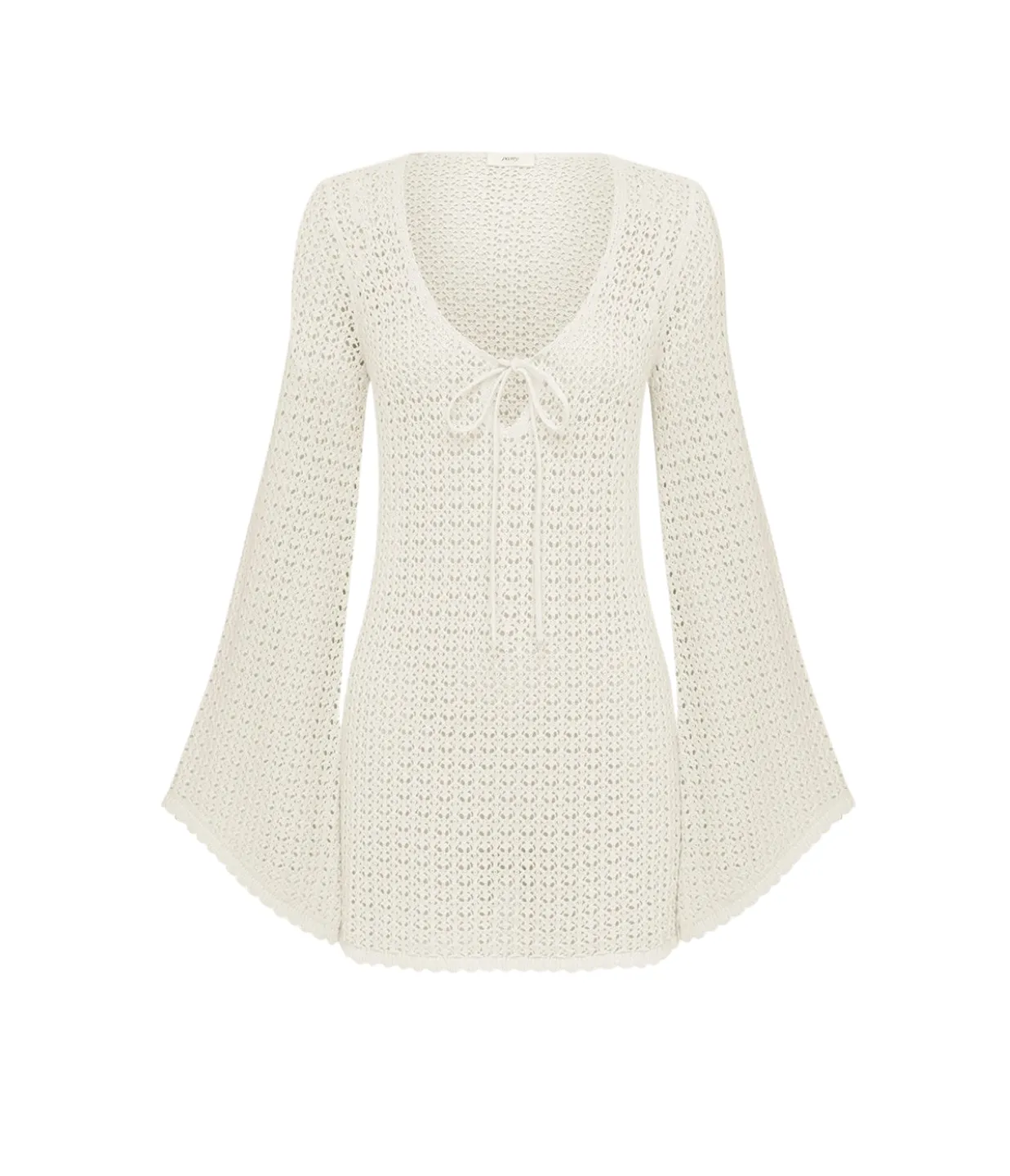 Pointelle Keyhole Mini Dress in Seashell