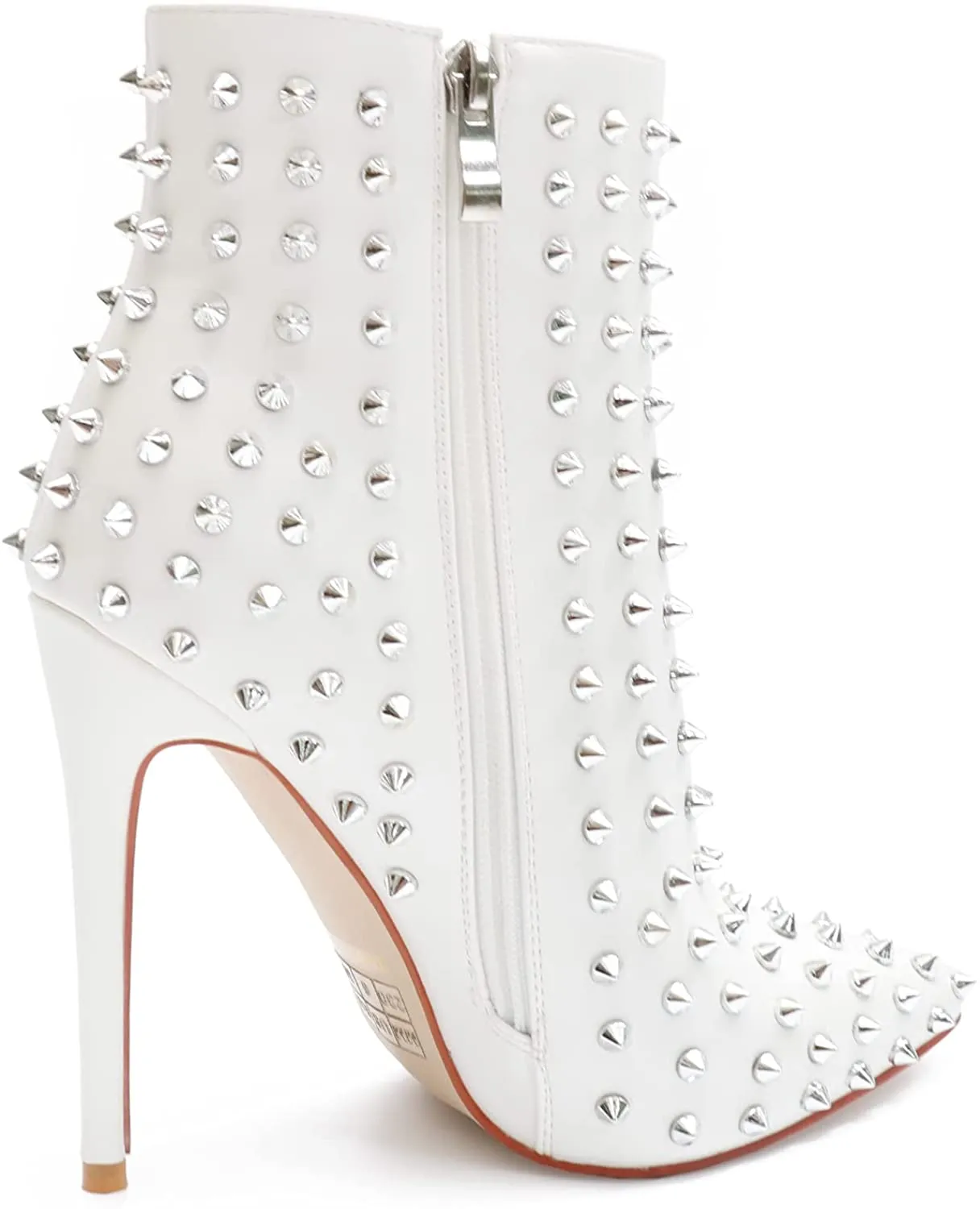 Rivets White Autumn Pointed Toe Fashion Ankle Boots
