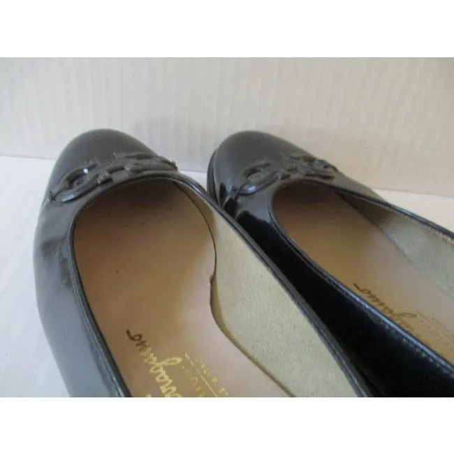 Salvatore Ferragamo Black Patent Leather Flats Size Us