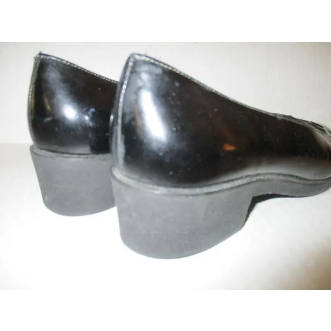 Salvatore Ferragamo Black Patent Leather Flats Size Us